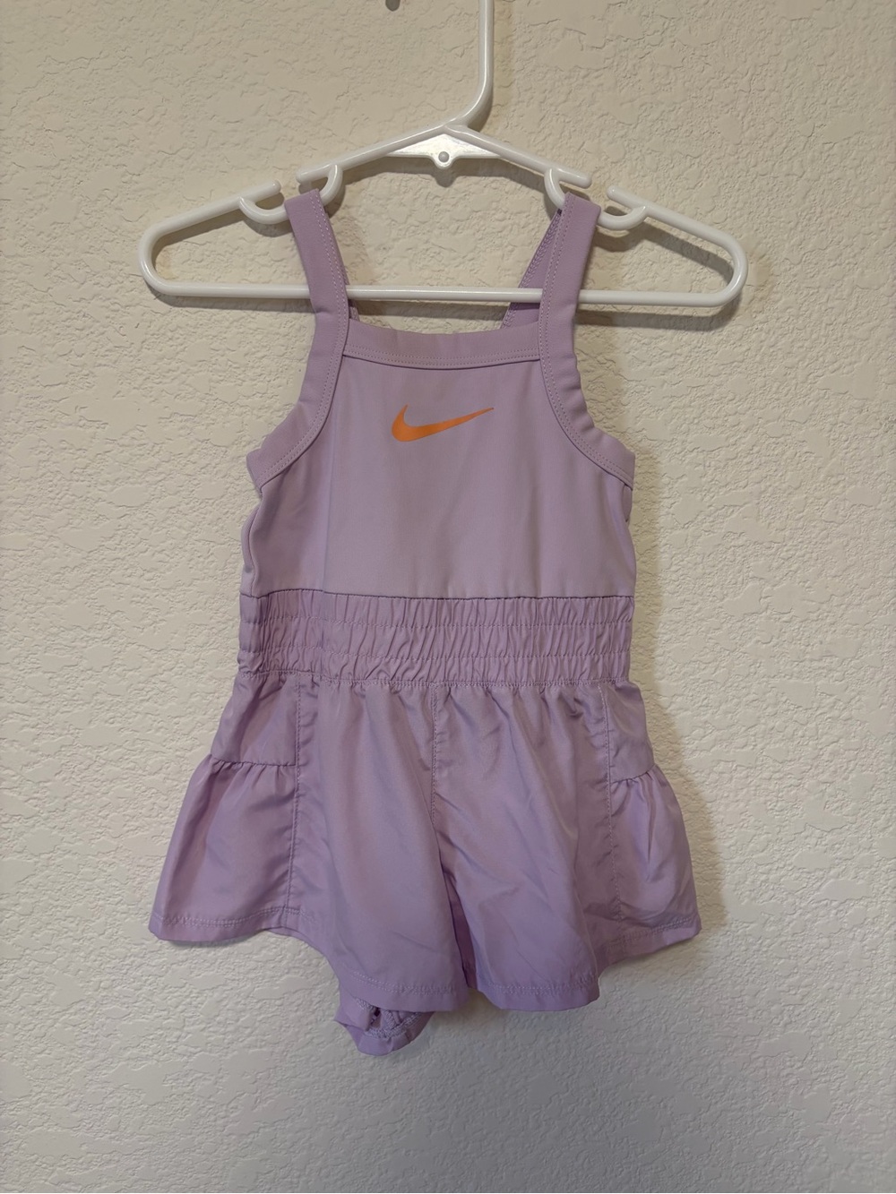 Nike Girls' Lavender Athletic Romper with Orange Logo